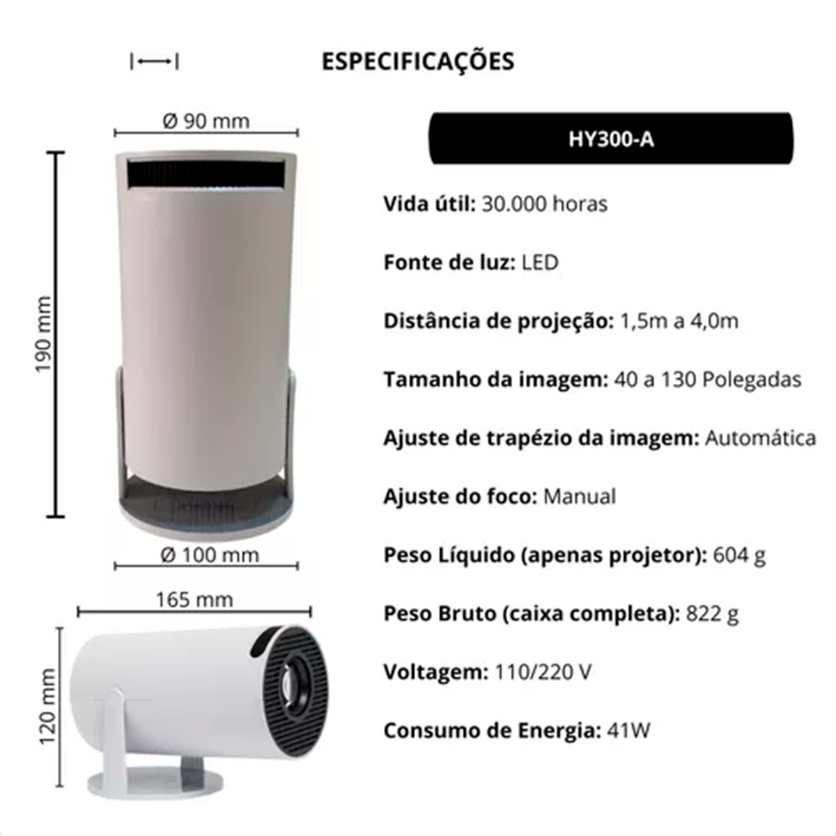 Prancheta-8 Projetor HY300 Smart Android 11 Full HD 1080P com WiFi 5G, Bluetooth e HDMI – Portátil Bivolt 4K - Imagem 8